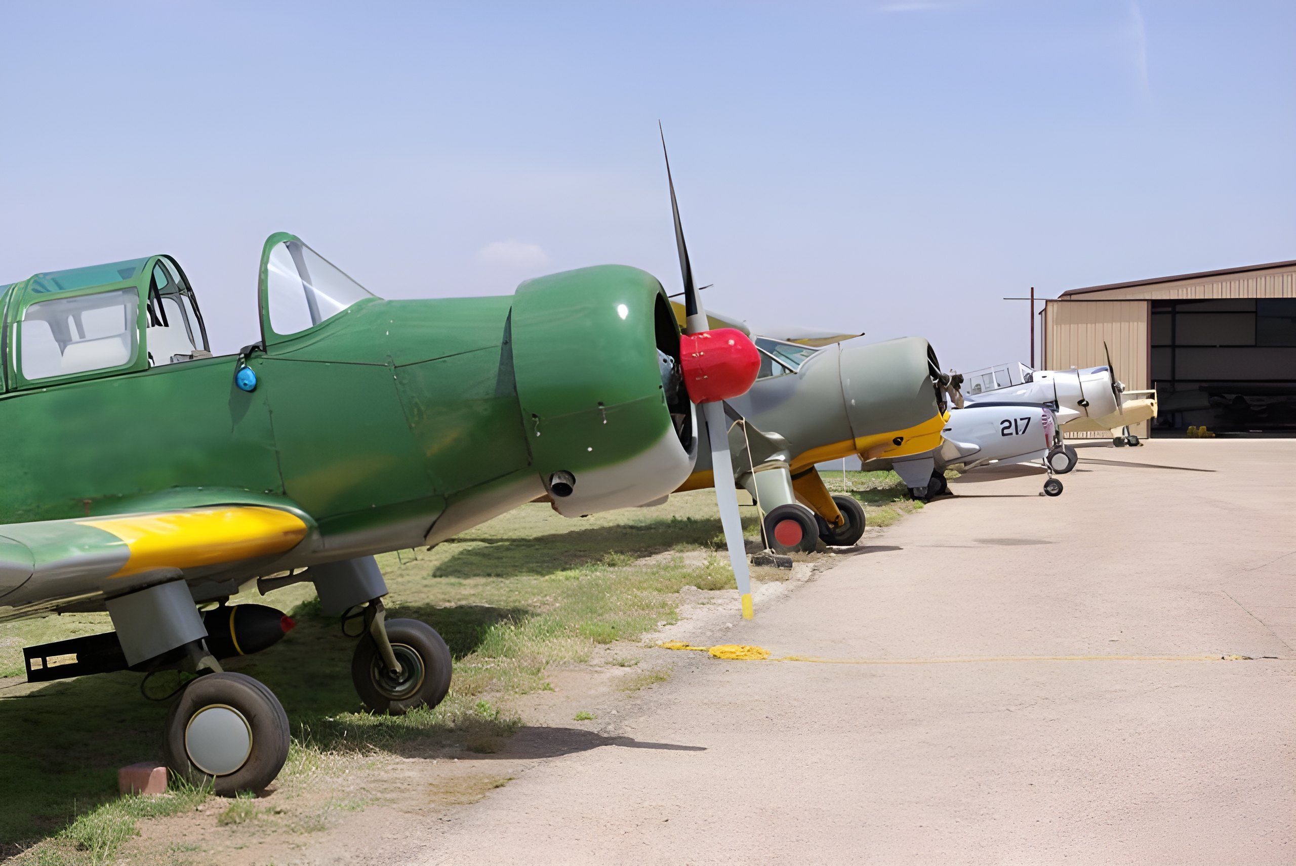 Trainers on the north ramp at Slaton Municipal Airport (F49)